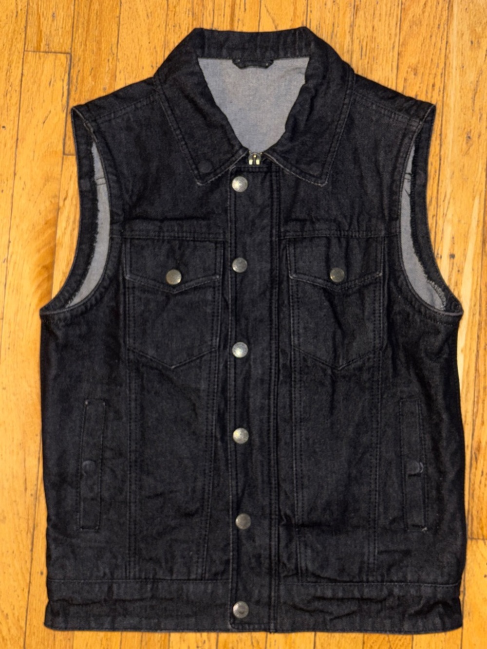 The Rook by FMC Denim Biker Vest - Black- Medium